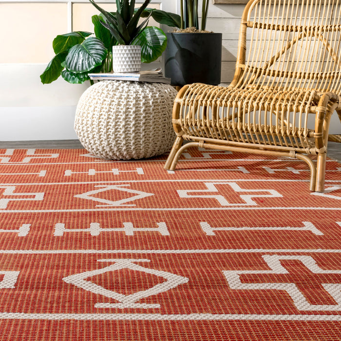 Transitional Indoor Outdoor Area Rug 120x180 cm Rust