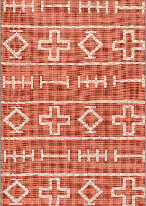 Transitional Indoor Outdoor Area Rug 120x180 cm Rust
