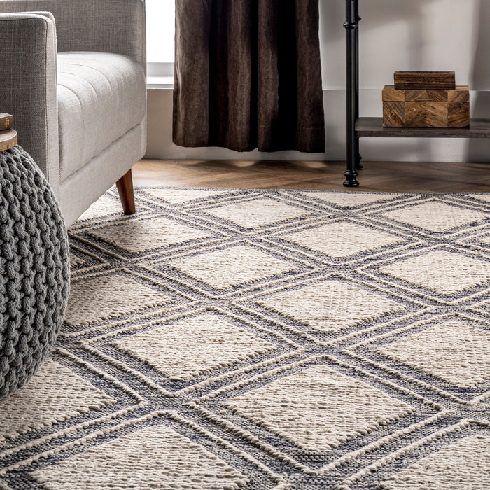 Transitional Ivory Trellis Area Rug 120x180 cm