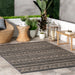 Transitional Striped Area Rug Charcoal Indoor Outdoor 150x240 cm