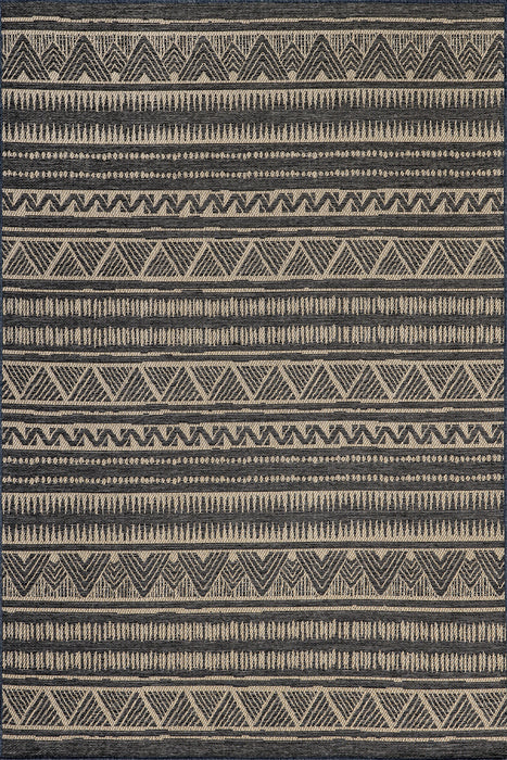 Transitional Striped Area Rug Charcoal Indoor Outdoor 150x240 cm