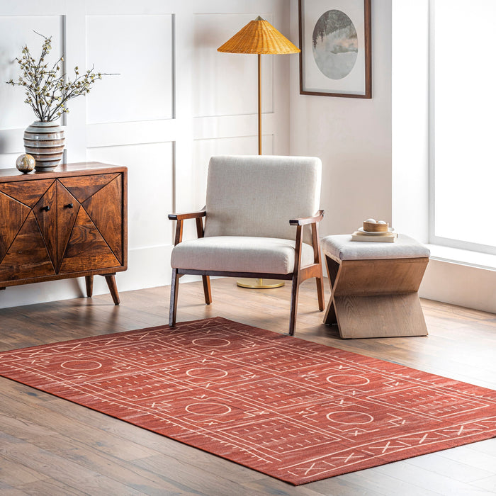 Transitional Washable Brick Area Rug 160x230 cm