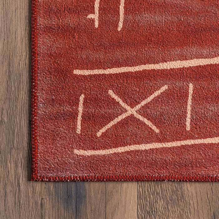 Transitional Washable Brick Area Rug 160x230 cm