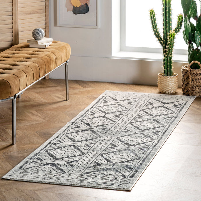 Trellis Pattern Area Rug 120 cm Ivory