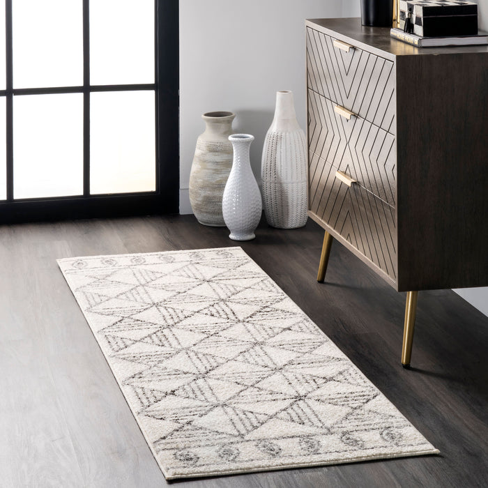 Trellis Pattern Area Rug 140x200 cm Off White