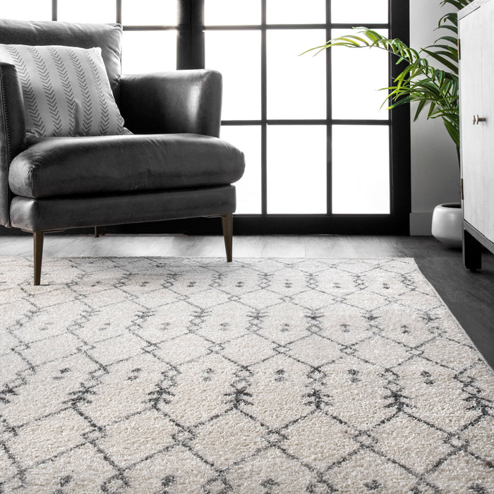 Trellis Pattern Area Rug Off White 120cm x 180cm