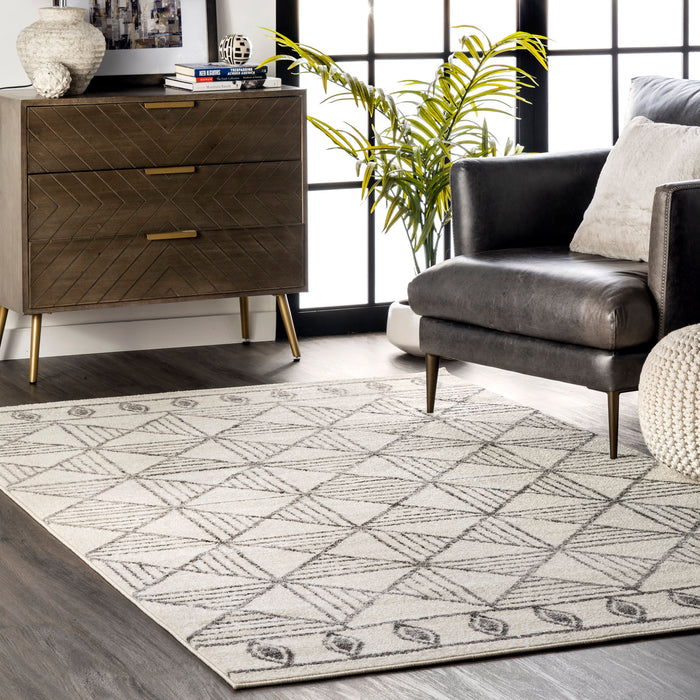 Trellis Pattern Area Rug Off White 120x180 cm