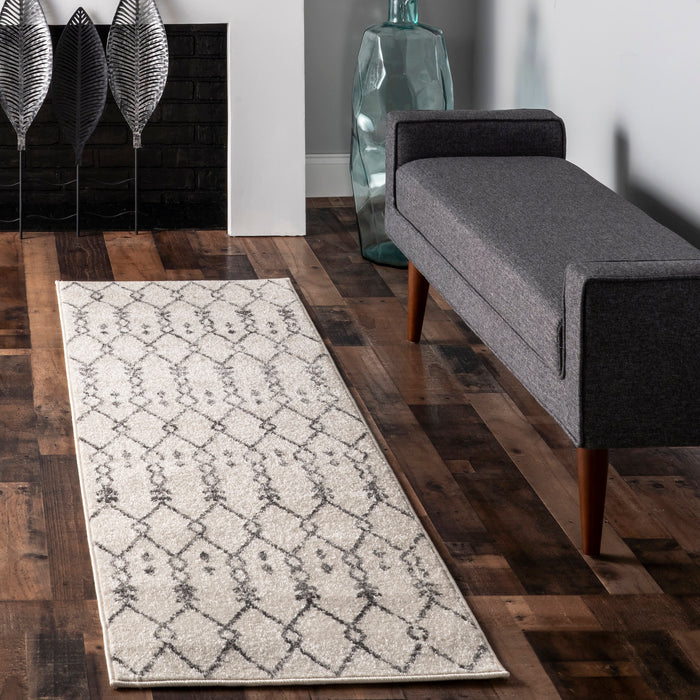 Trellis Pattern Area Rug in Off White 160 cm x 230 cm