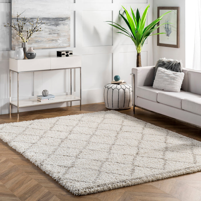 Trellis Pattern Shag Rug 120x180cm Natural Fiber