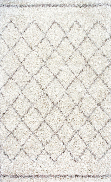 Trellis Pattern Shag Rug 120x180cm Natural Fiber