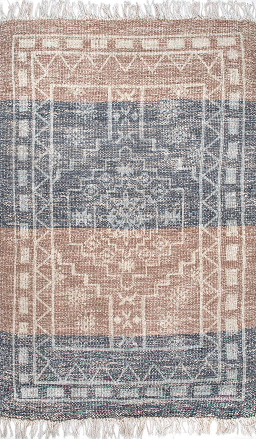 Tribal Area Rug With Quatrefoil Pattern Natural Design