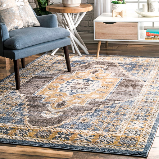 Tribal Blue Medallion Area Rug 160x230 cm