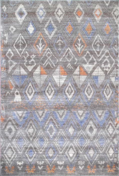 Tribal Diamond Pattern Area -matto harmaa 160x230 cm