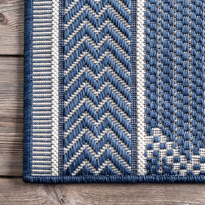 Tribal Flatweave Rug for Indoor and Outdoor Use Navy 160x230 cm