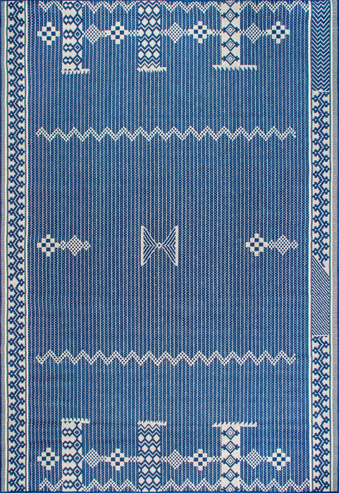 Tribal Flatweave Rug for Indoor and Outdoor Use Navy 160x230 cm