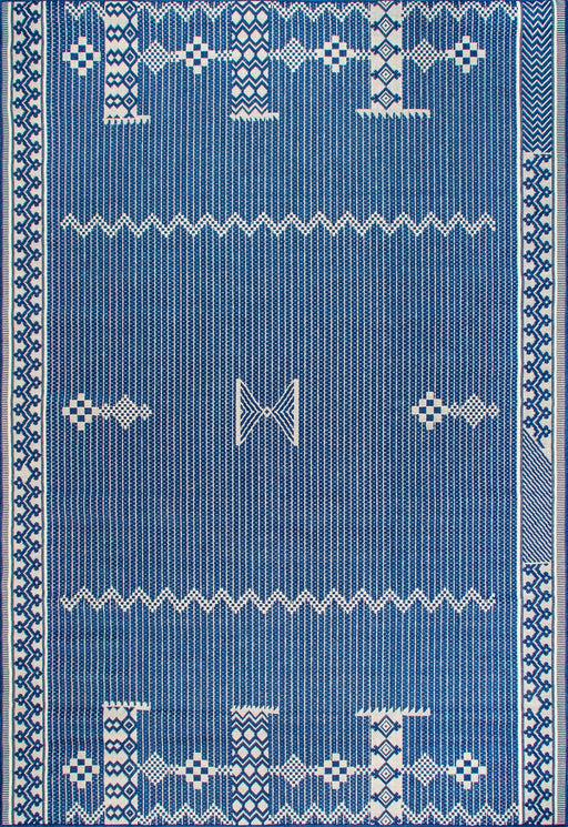 Tribal Flatweave Rug for Indoor and Outdoor Use Navy 160x230 cm