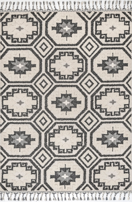 Tribal Geometric Area -matto harmaa 140x200 cm