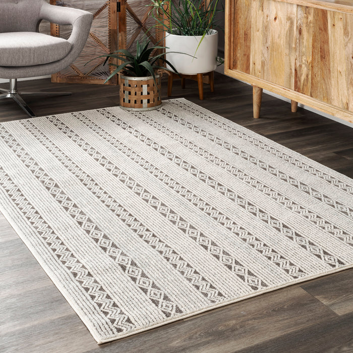 Tribal Geometric Beige Area Rug 50x80 cm