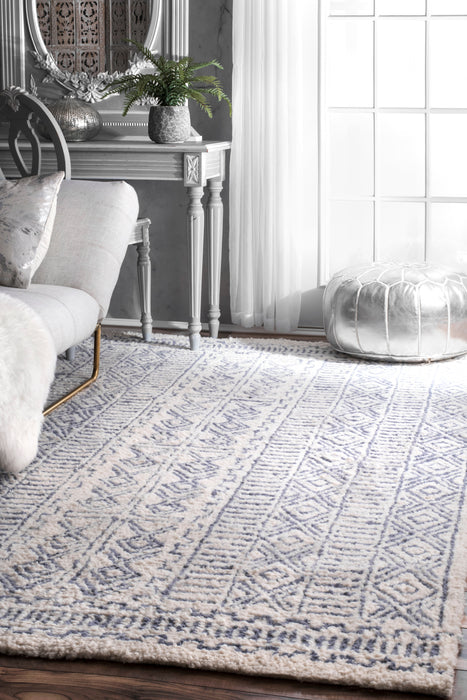 Tribal Geometric Pattern Area Rug Ivory 150x200 cm