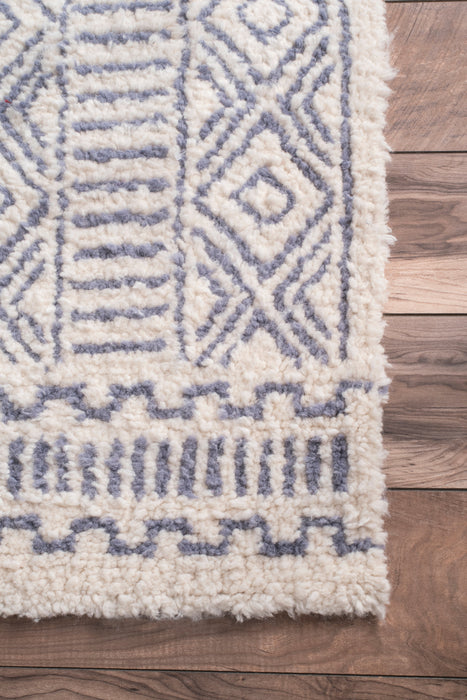 Tribal Geometric Pattern Area Rug Ivory 150x200 cm