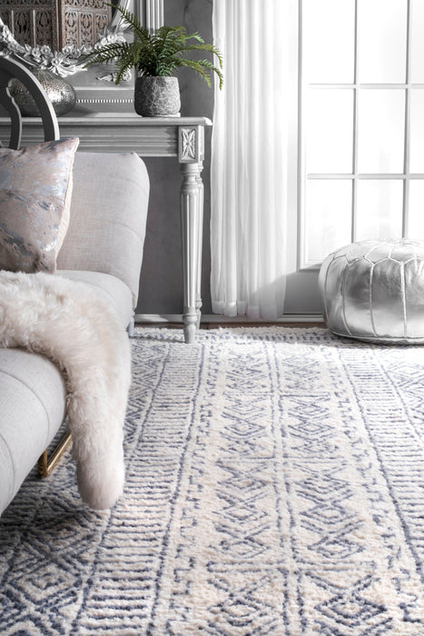 Tribal Geometric Pattern Area Rug Ivory 150x200 cm