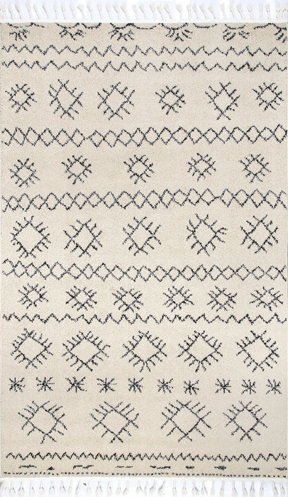 Tribal Ivory Tassel Area Rug 120x180 cm