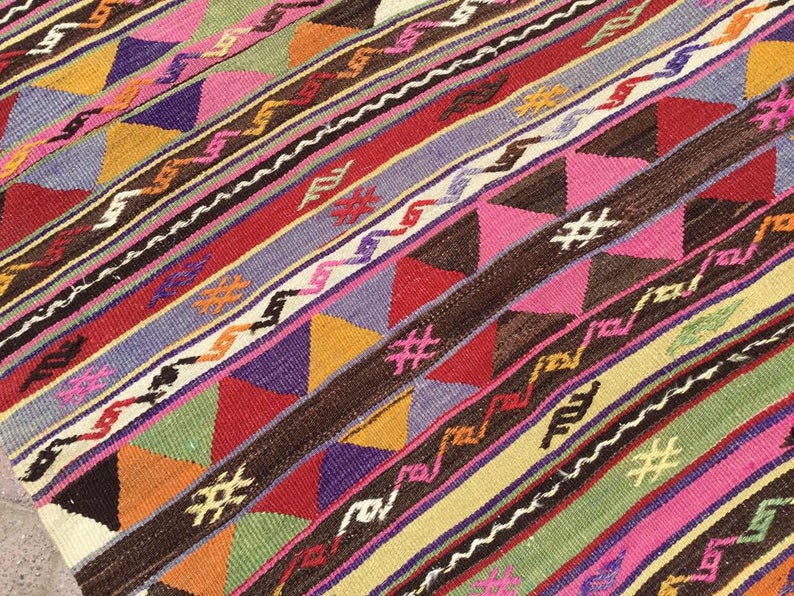 Tribal Kilim Vintage -matto 167cm x 130cm käsinkudottu kalkkuna