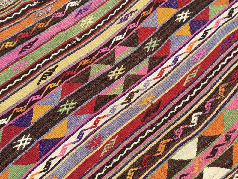 Tribal Kilim Vintage -matto 167cm x 130cm käsinkudottu kalkkuna