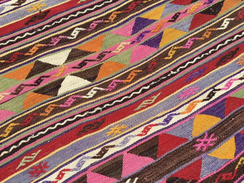 Tribal Kilim Vintage -matto 167cm x 130cm käsinkudottu kalkkuna