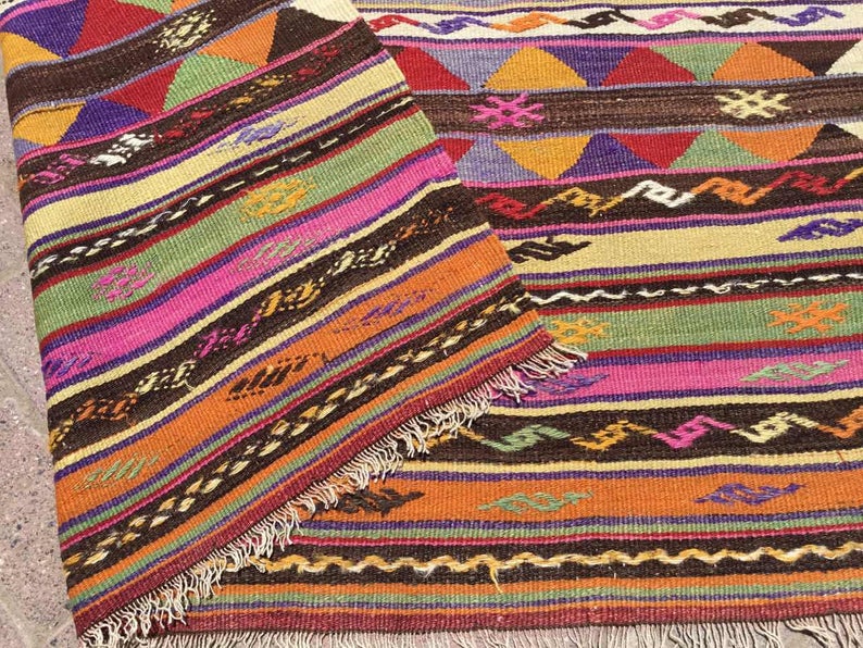 Tribal Kilim Vintage -matto 167cm x 130cm käsinkudottu kalkkuna