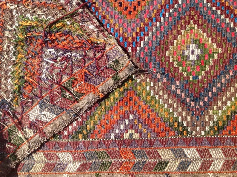 Tribal Kilim Vintage -matto 233cm x 198cm käsinkudottu kalkkuna