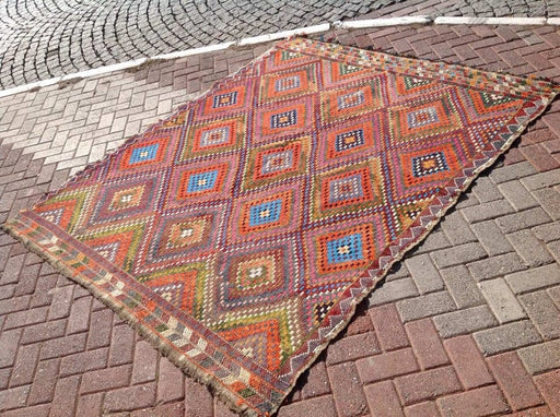 Tribal Kilim Vintage -matto 233cm x 198cm käsinkudottu kalkkuna