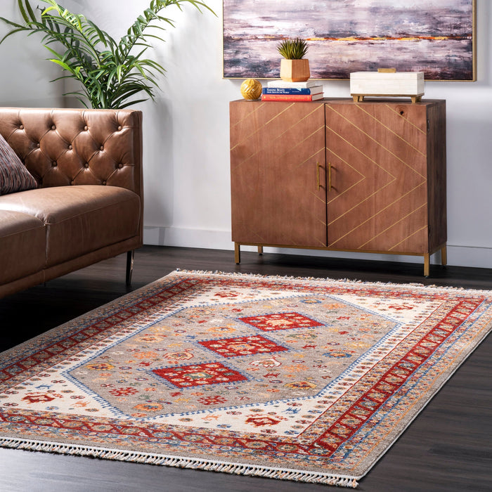 Tribal Medallion Area Rug 120cm Beige