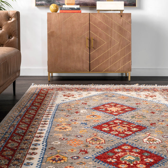Tribal Medallion Area Rug 120cm Beige