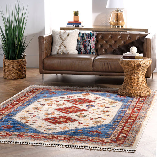 Tribal Medallion Area Rug 140x200 cm Blue