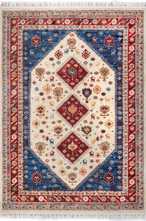 Tribal Medallion Area Rug 140x200 cm Blue