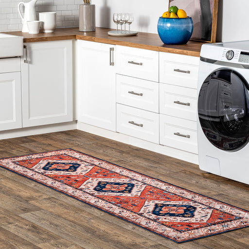 Tribal Medallion Machine Washable Rug 150x230 cm Rust