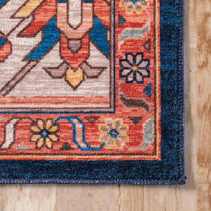 Tribal Medallion Machine Washable Rug 150x230 cm Rust