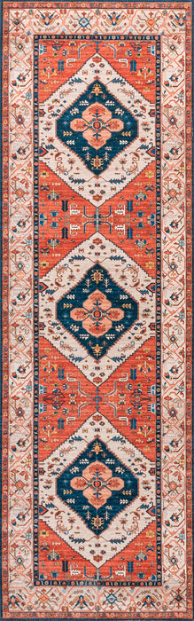 Tribal Medallion Machine Washable Rug 150x230 cm Rust