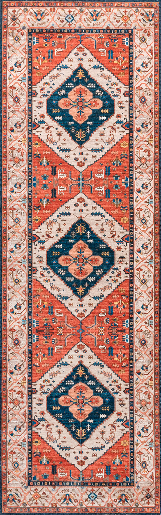 Tribal Medallion Machine Washable Rug 150x230 cm Rust