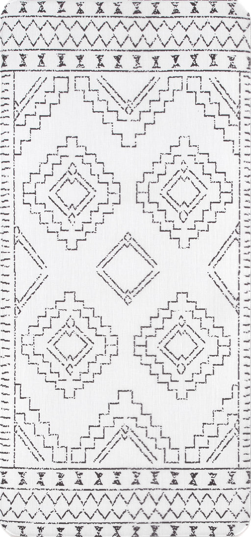 Tribal Moroccan Anti-Fatigue Kitchen Mat 51 x 79 cm Light Grey