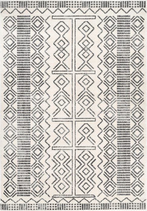 Tribal Pattern Area Rug in Ivory Shades