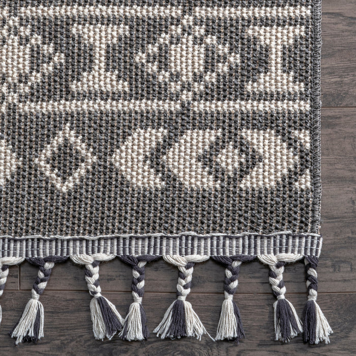 Tribal Pattern Flatweave Area -matto 160x230 cm harmaa