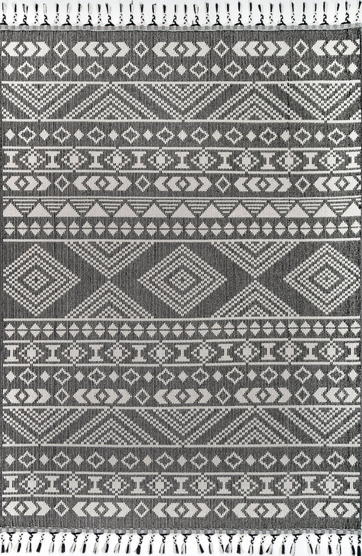 Tribal Pattern Flatweave Area -matto 160x230 cm harmaa