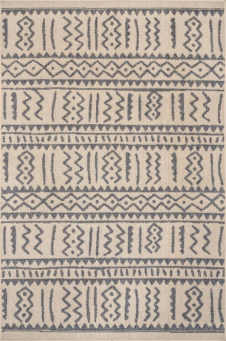 Tribal Pattern Indoor Outdoor Area -matto Vaaleanharmaa 150x120 cm