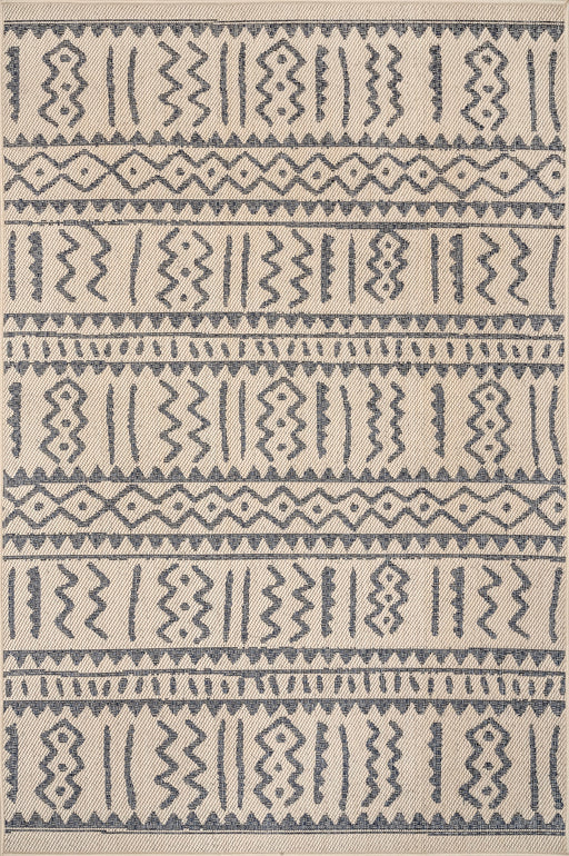 Tribal Pattern Indoor Outdoor Area -matto Vaaleanharmaa 150x120 cm