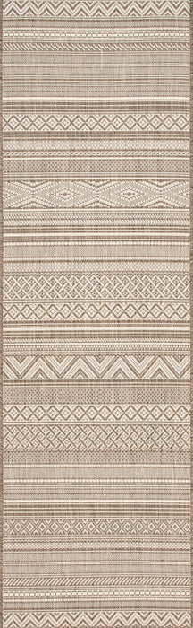 Tribal Pattern Indoor Outdoor Area Rug in Taupe 120x180 cm