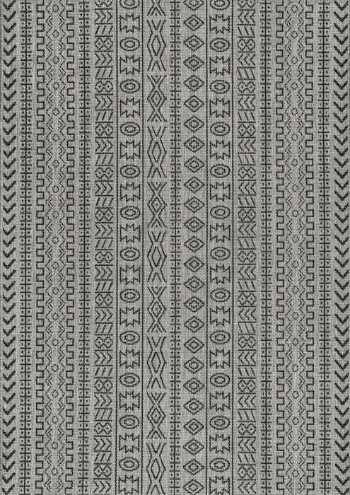 Tribal Pattern Indoor Outdoor -matto 120 cm harmaa