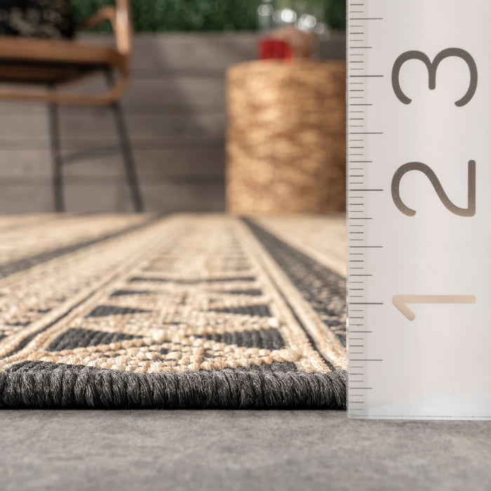 Tribal Striped Area Rug 150cm Charcoal Indoor Outdoor