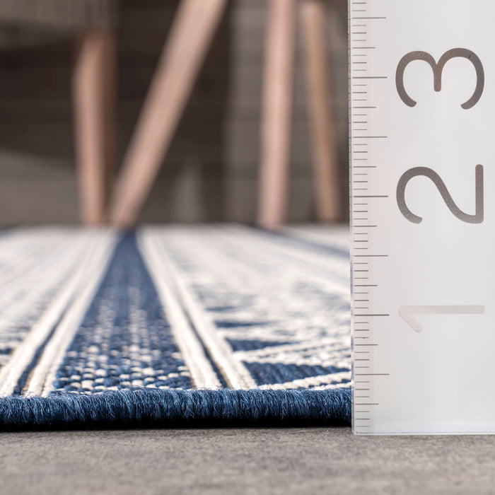 Tribal Striped Area Rug for Indoor Outdoor Use Navy 170x240 cm